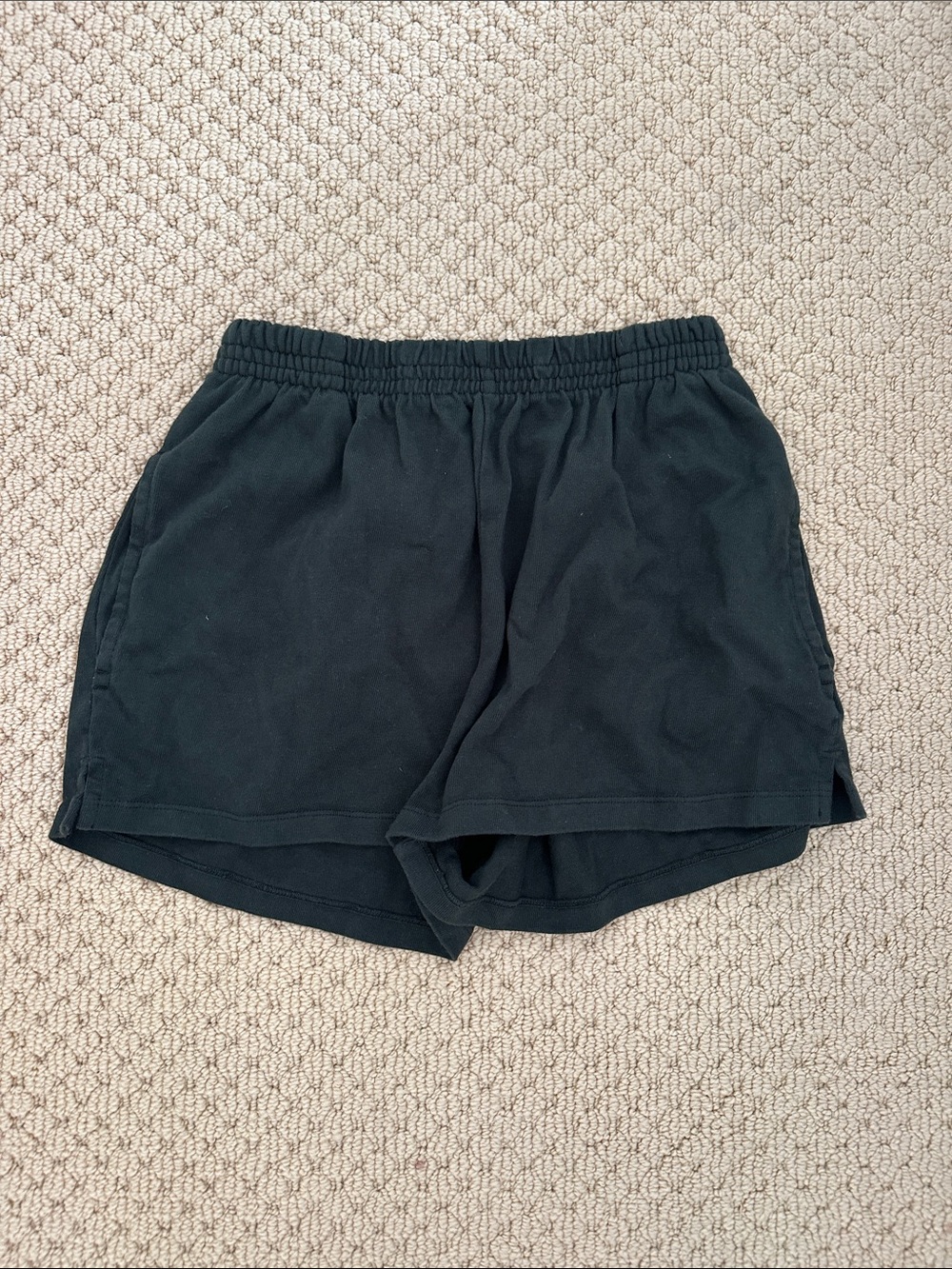 Dark Green Elastic Waist Casual Sweat Shorts